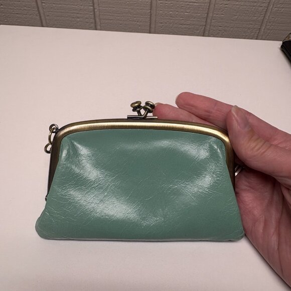 Hobo Cheer Polished Leather Pouch in Sea Glass - Picture 2 of 5